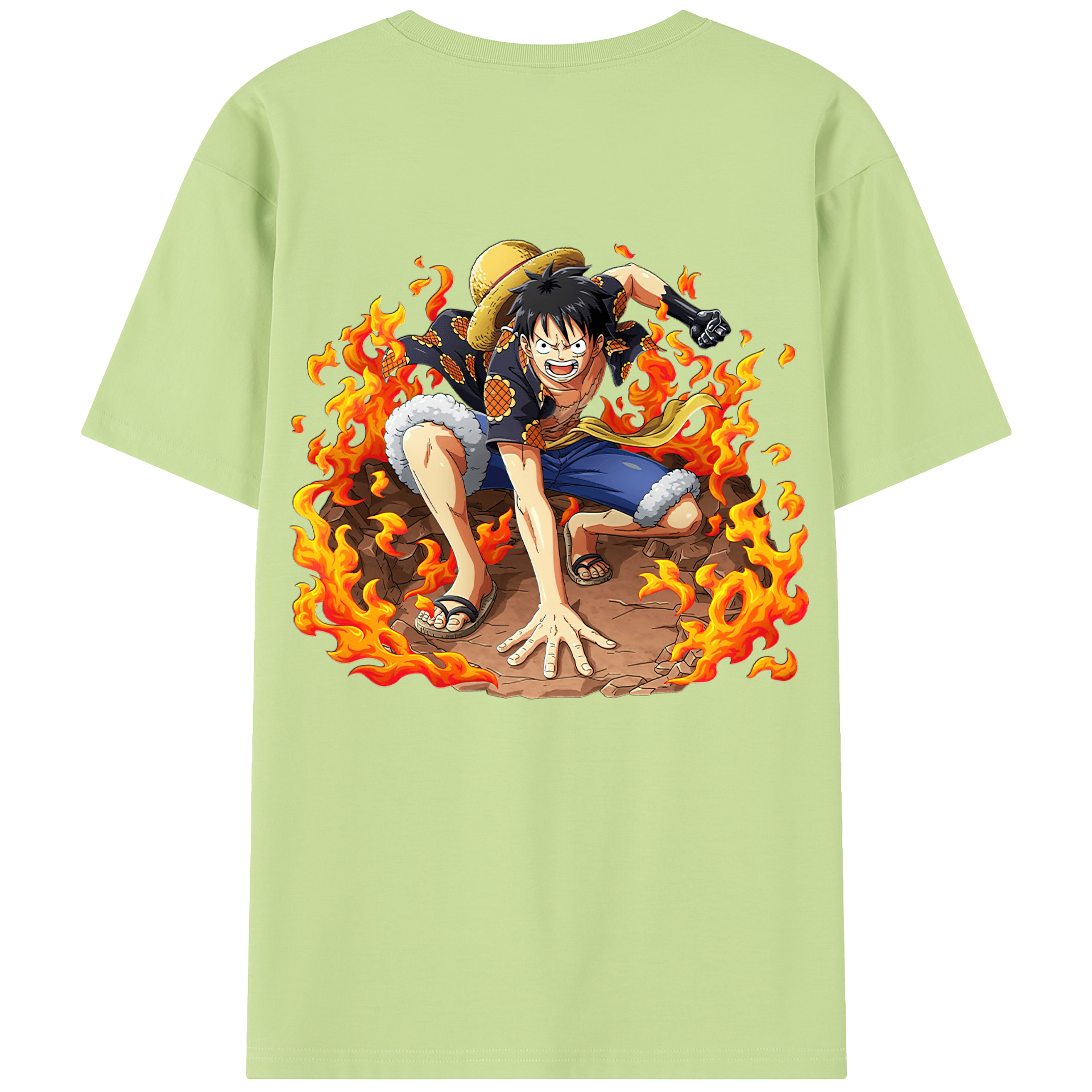 ワンピース モンキー・D・ルフィ ONE PIECE Monkey D. Luffy 綿100％半袖Tシャツ（背面プリント）